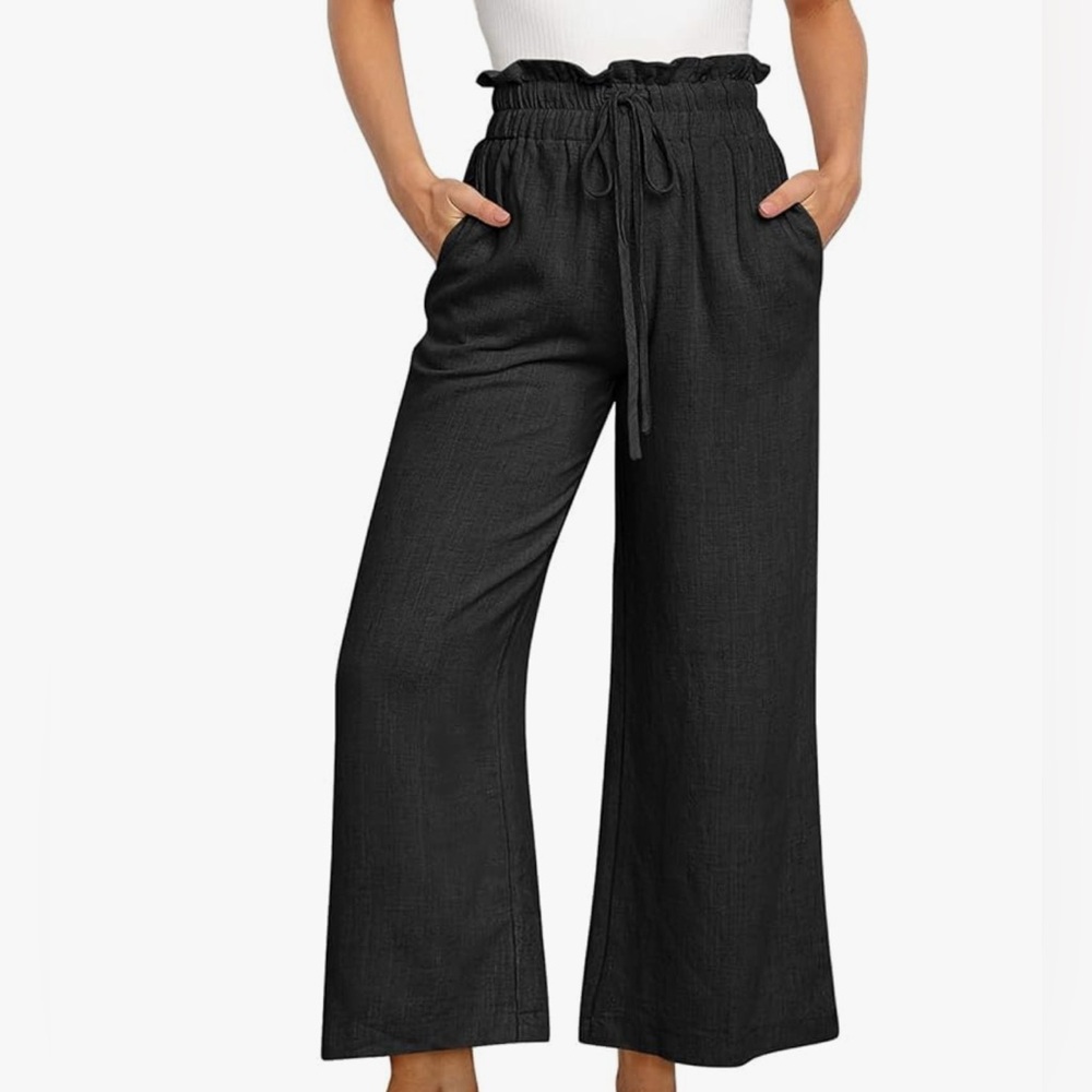 New-Elegant Black Wide-Leg Trousers - Picture 1 of 2